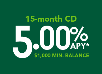 9 month CD offer. 4.80% APY* with $1,000 Minimum balance